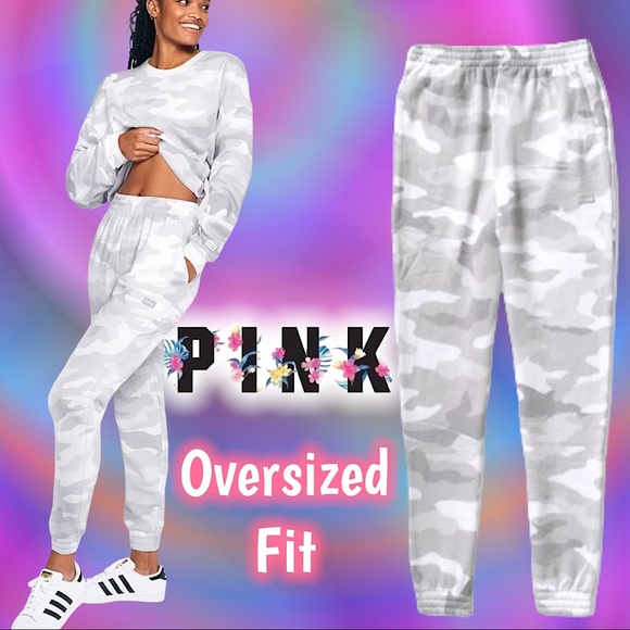 PINK Victoria's Secret Pants - VS Victoria’s Secret PINK White Camo High Waist Campus Joggers XL